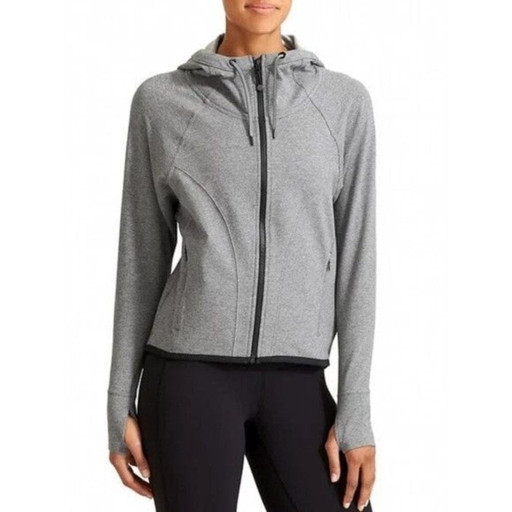 Athleta Sentry Anorak Jacket Hoodie Sweatshirt Gray Zip Up Stretch Size XL